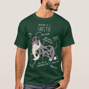 T-shirt Bi Blue Sheltie Shetland Sheepdog Anatomie