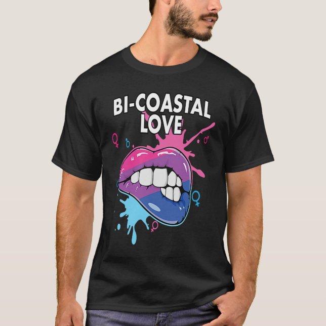 T-shirt Bi Coastal Love Bisexual Rainbow Pride Bisexuality (Devant)