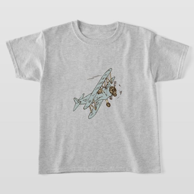 T-shirt Bi-plans Art Déco - bleu sans texte. (Poser)