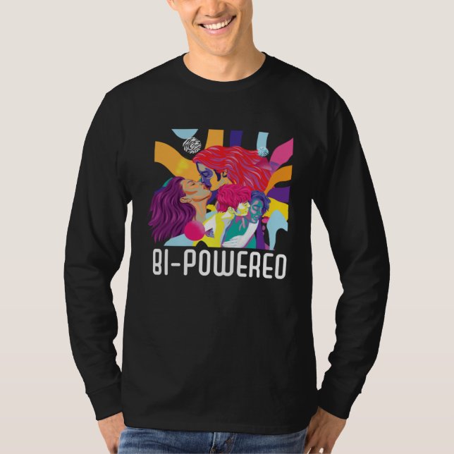 T-shirt Bi Powered Bisexual Rainbow Pride March Bisexualit (Devant)