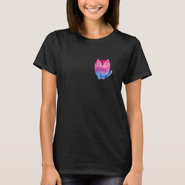 T-shirt Bi Pride Cat Lgbtq Bisexual Flag Support Month (Devant)