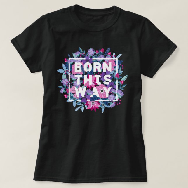 T-shirt Bi Pride Florale rose violet (Design devant)