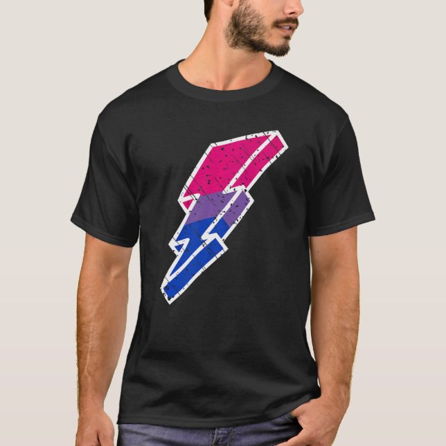 T-shirt Bi Pride Lightning Bolt Cute Lgbtq Parade Subtle P (Devant)