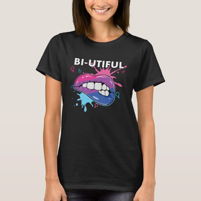 T-shirt Bi Utiful Bisexual Rainbow Pride Bisexuality LGBTQ (Devant)