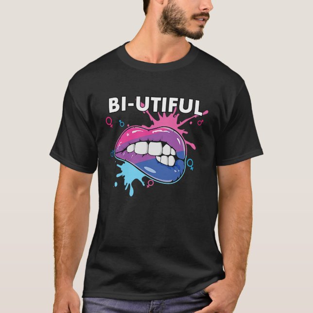 T-shirt Bi Utiful Bisexual Rainbow Pride Bisexuality LGBTQ (Devant)