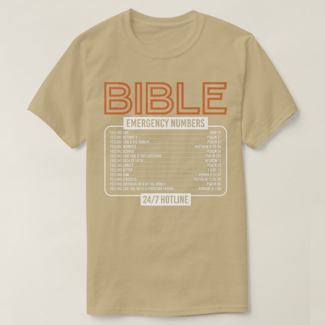T-shirt Bible Verse Bible Numéro d'urgence Dieu Premium T- (Design devant)