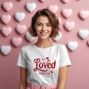 T-shirt Bible Verse Loved Jean 3:16 Coeurs Saint-Valentin
