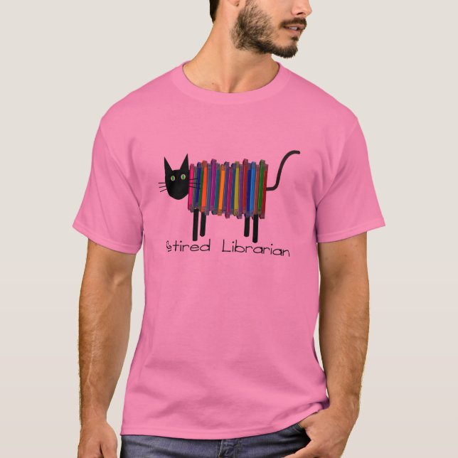 T-shirt Bibliothécaire à la retraite Livre Cadeaux de chat (Devant)
