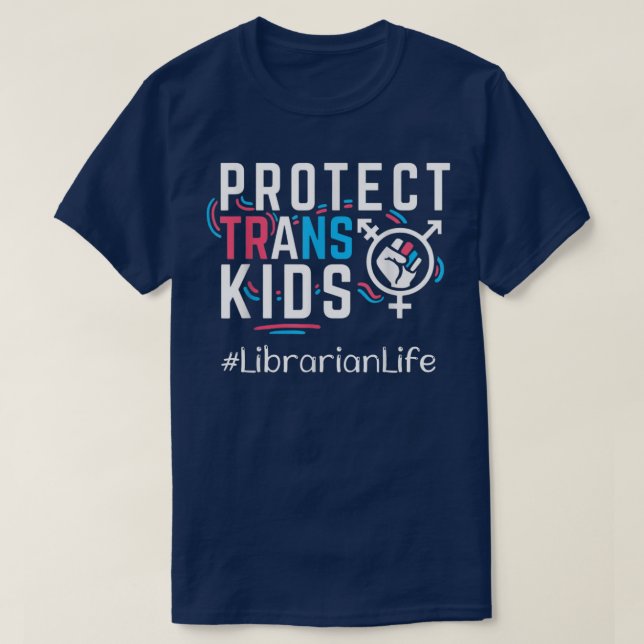 T-shirt Bibliothécaire Protéger les enfants trans Transgen (Design devant)
