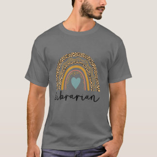 T-shirt Bibliothécaire Rainbow Leopard Funny School Biblio