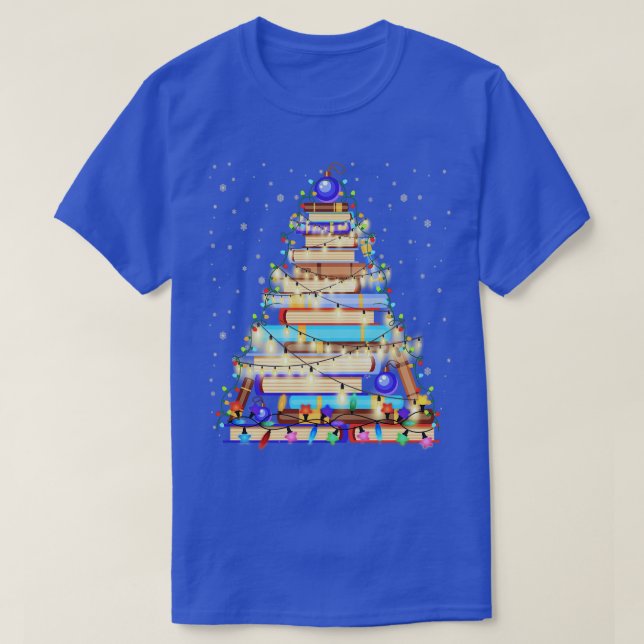 T-shirt Bibliothèque de Noël symte livre Lumières de l'arb (Design devant)