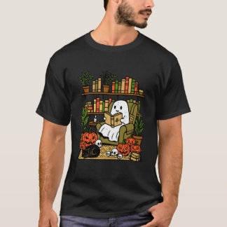 T-shirt Bibliothèque fantôme lisant des livres Halloween b