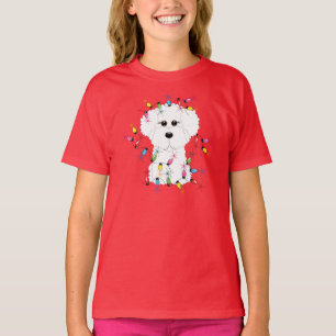 T-shirt Bichon Frise avec des lumières de Noël
