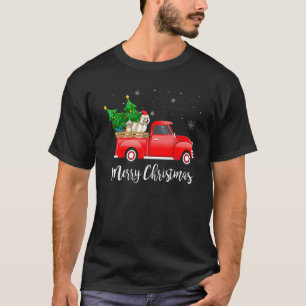 T-shirt Bichon Frise Chien Conduisant un Camion Rouge Noël