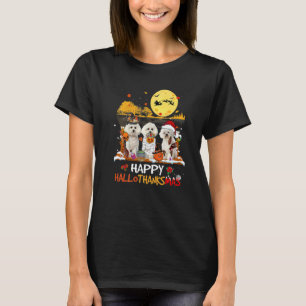 T-shirt Bichon Frise Joyeux Hallothanksmas Halloween Merci