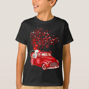 T-shirt Bichon Frise Riding Camion Rouge Saint-Valentin Pa