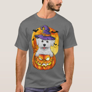 T-shirt Bichon Frise Sorcière Citrouille Halloween Amoureu