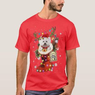 T-shirt Bichon Frise Xmas Boot Noël Sock hiver neige