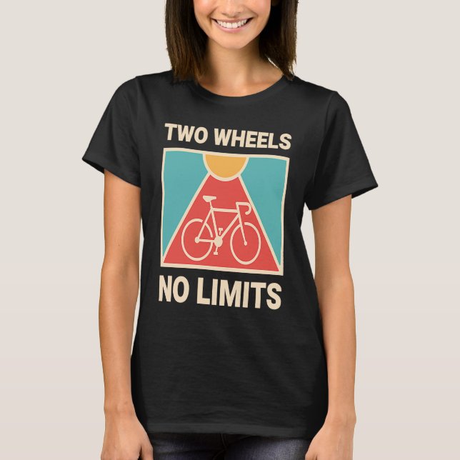 T-shirt Bicycle Cyclist Two Wheels No Limits (Devant)