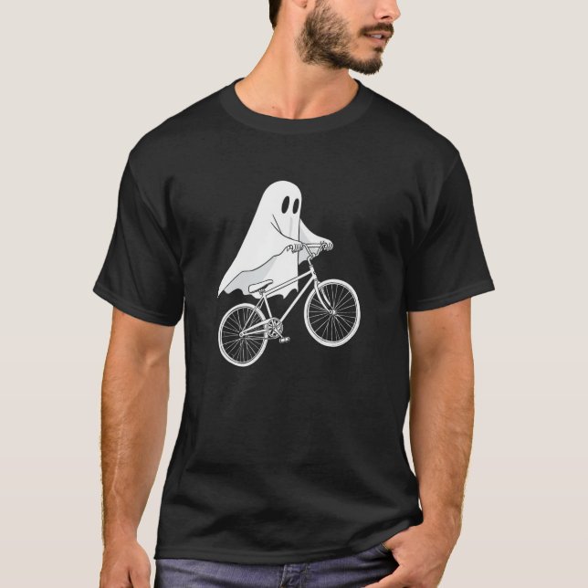 T-shirt Bicycle Ghost Rider Spooky Halloween Cyclist (Devant)