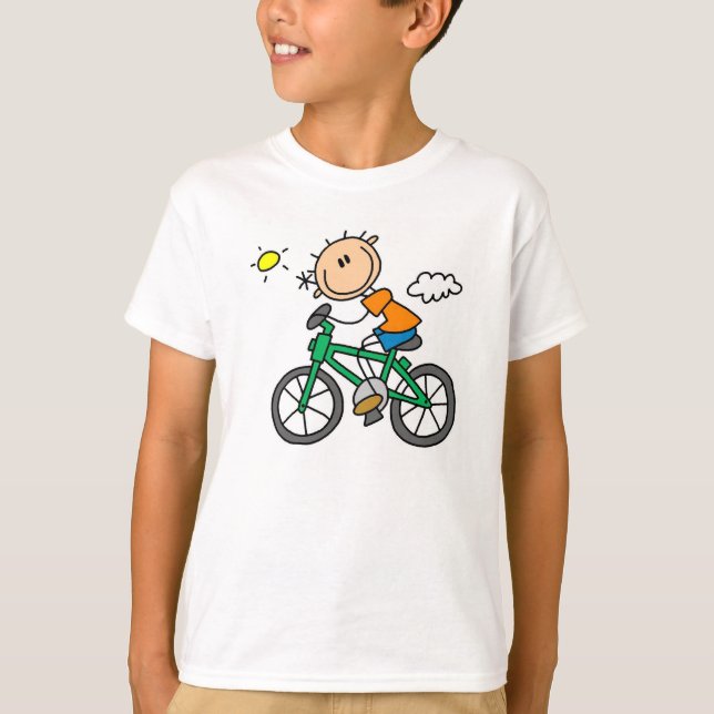 T-shirt Bicyclette d'équitation de garçon de bâton (Devant)