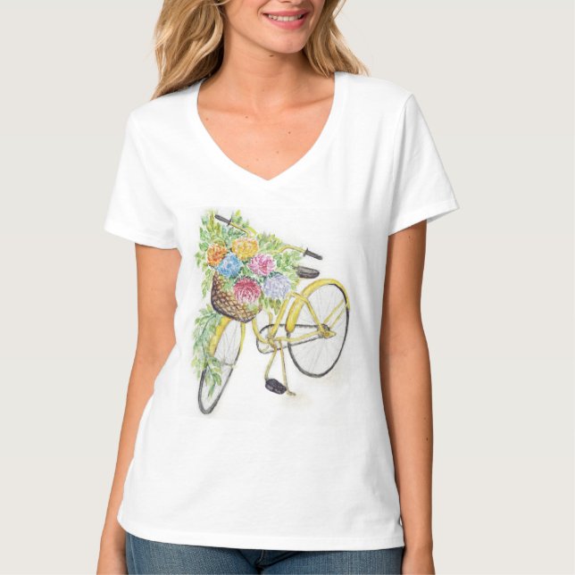 T-shirt Bicyclette et fleurs (Devant)