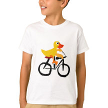 Bicyclette jaune drôle d'équitation de canard