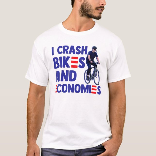 T-shirt Biden Bicyclette Drôle Biden Tombant Mème I Crash  (Devant)