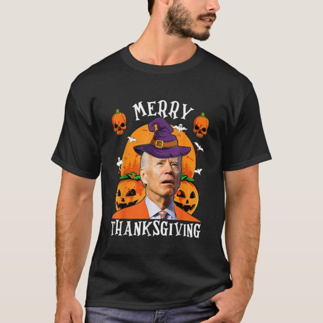 T-shirt Biden Confus Éffrayant Pour Halloween 2023 Joyeux  (Devant)