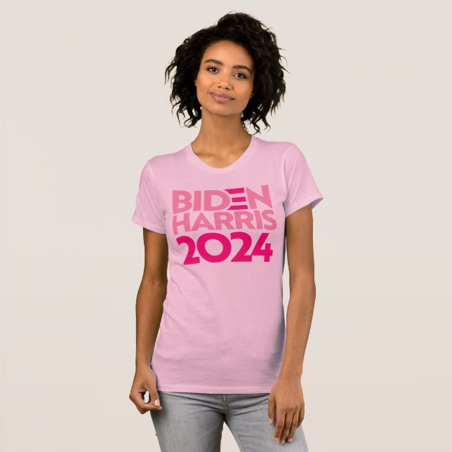 T-shirt Biden Harris 2024 en rose (Devant entier)