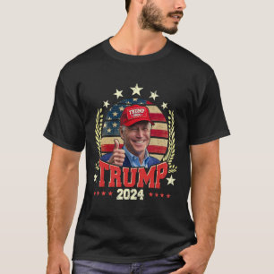 T-shirt Biden portant la chemise chapeau rouge Trump drôle