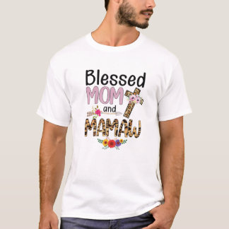 T-shirt Bienheureuse Mamaw Leopard Femmes Floral Mamaw Mèr