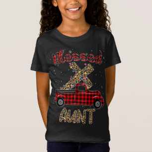 T-Shirt Bienheureuse Tante Noël Camion Rouge Couleur Plaid