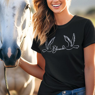 T-shirt Bienheureuse Typographie De Script Doves Vêtements