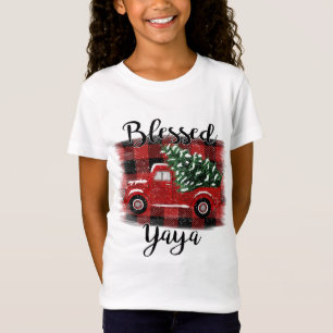 T-Shirt Bienheureux Camion Rouge Yaya Arbre de Noël