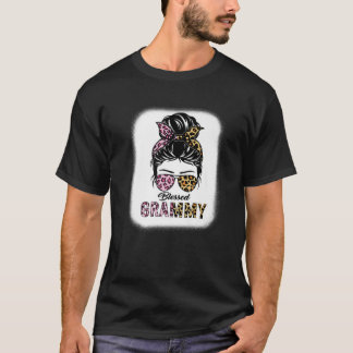 T-shirt Bienheureux Léopard Messy Bun Grammy Mères Da