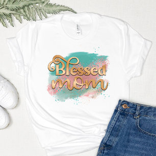 T-shirt Bienheureux maman Turquoise rose et or Parties sci