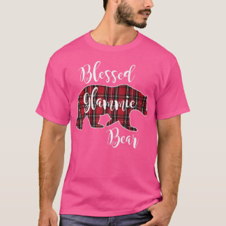 T-shirt Bienheureux Ours De Glammie Rouge Tartan Plaid Gra