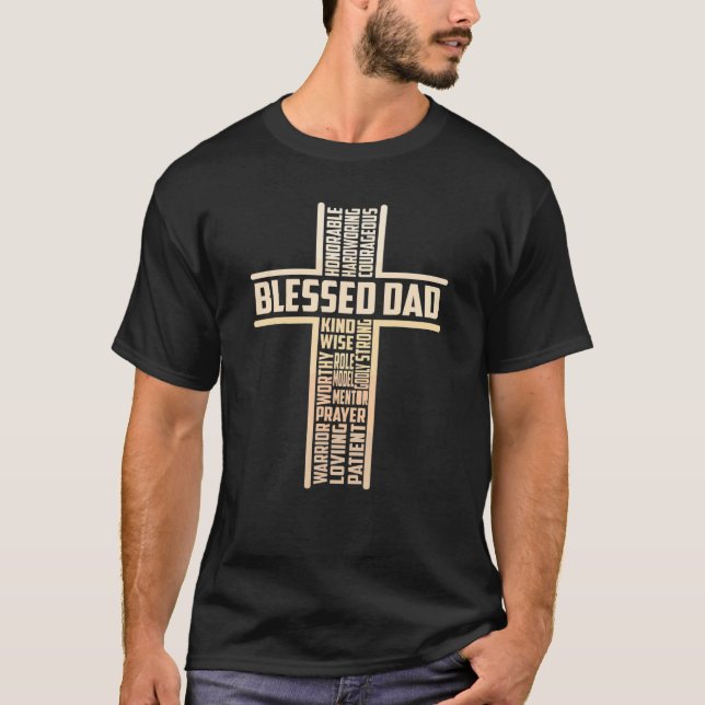 T-shirt Bienheureux Papa Fête des pères Croix Christian Pa (Devant)