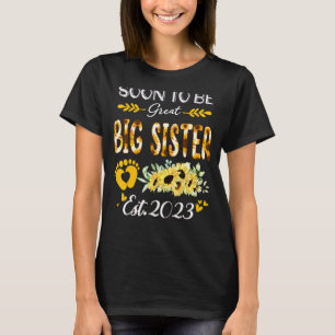 T-shirt Bientôt Être Grande Grande Soeur Mère Tournesol 20