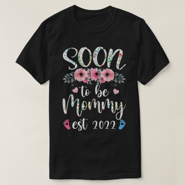 T-shirt Bientôt être maman 2022 Fleur Mère Fête Maman Preg (Design devant)