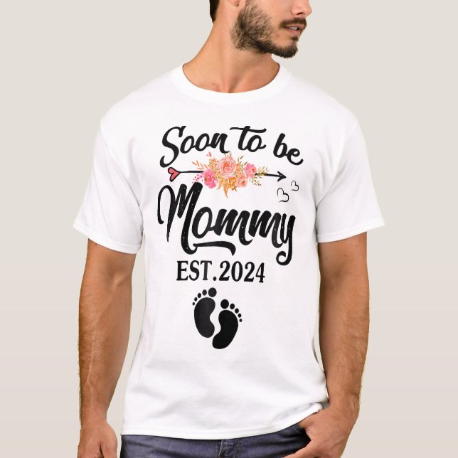 T-shirt Bientôt Être Maman 2024 Fête Des Mères Première Fê (Devant)
