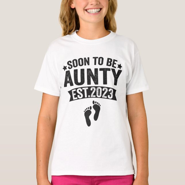 T-shirt Bientôt Être Tante 2023 Drôle Nouveau Né Cadeau Ba (Devant)