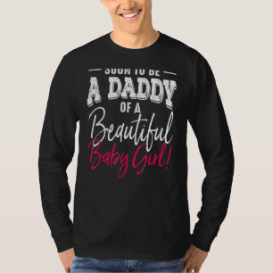 T-shirt Bientôt Être Un Papa Bébé Fille Attendant La Fête 