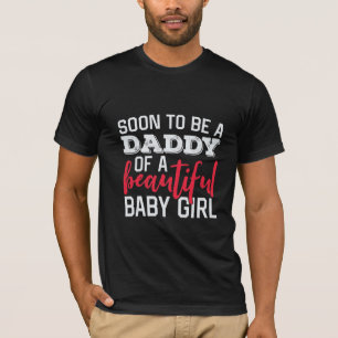 T-shirt Bientôt Être Un Papa Bébé Fille S'Attendant Cadeau