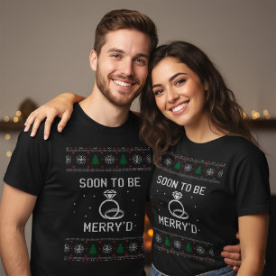 T-shirt Bientôt Mariés Fiançailles Noël Assorti