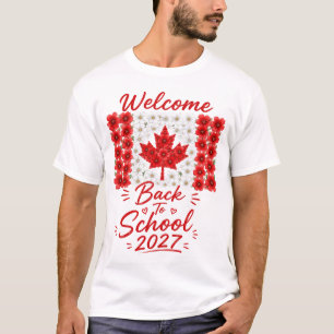 T-shirt Bienvenue à l'école 2027 Drapeau Floral Canada