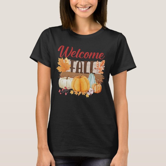 T-shirt Bienvenue À Notre Patch Belle Automne Feuilles Aut (Devant)
