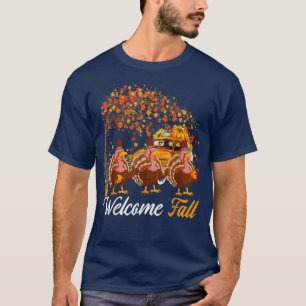T-shirt Bienvenue Arbre D'Automne Trois Dindons Avec Pi Ci