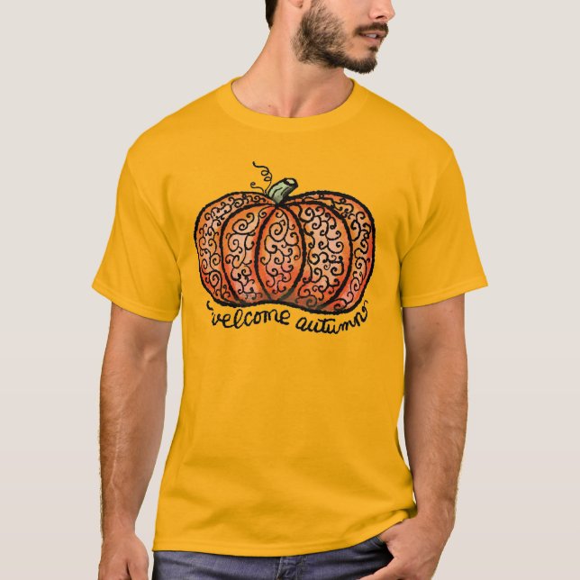 T-shirt Bienvenue citrouille de filigo d'automne (Devant)